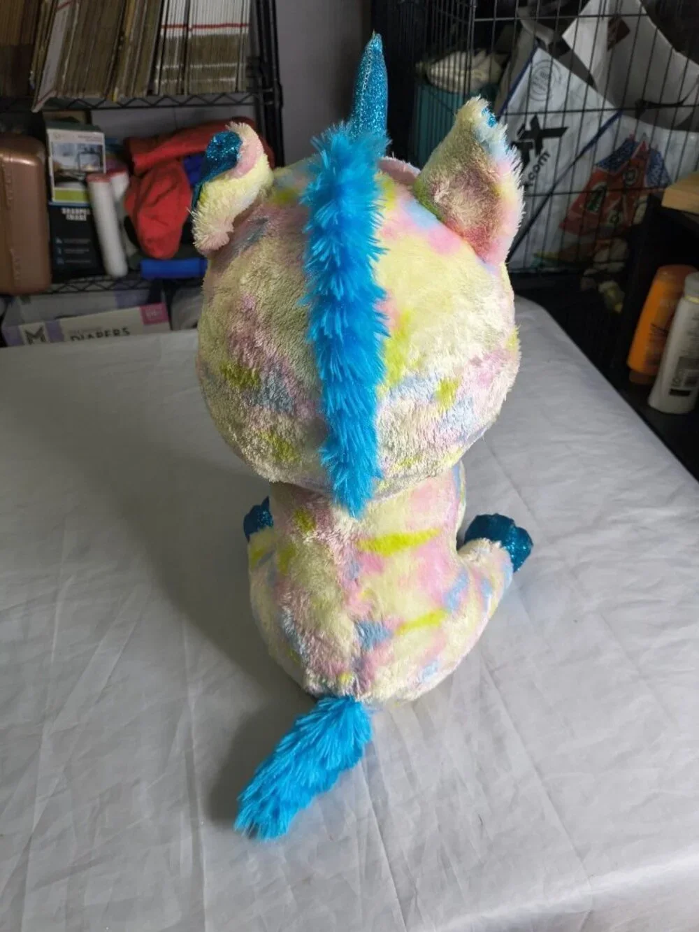 Ty Beanie Boos Blitz the Unicorn Pastel With Blue Horn Large Size 17
